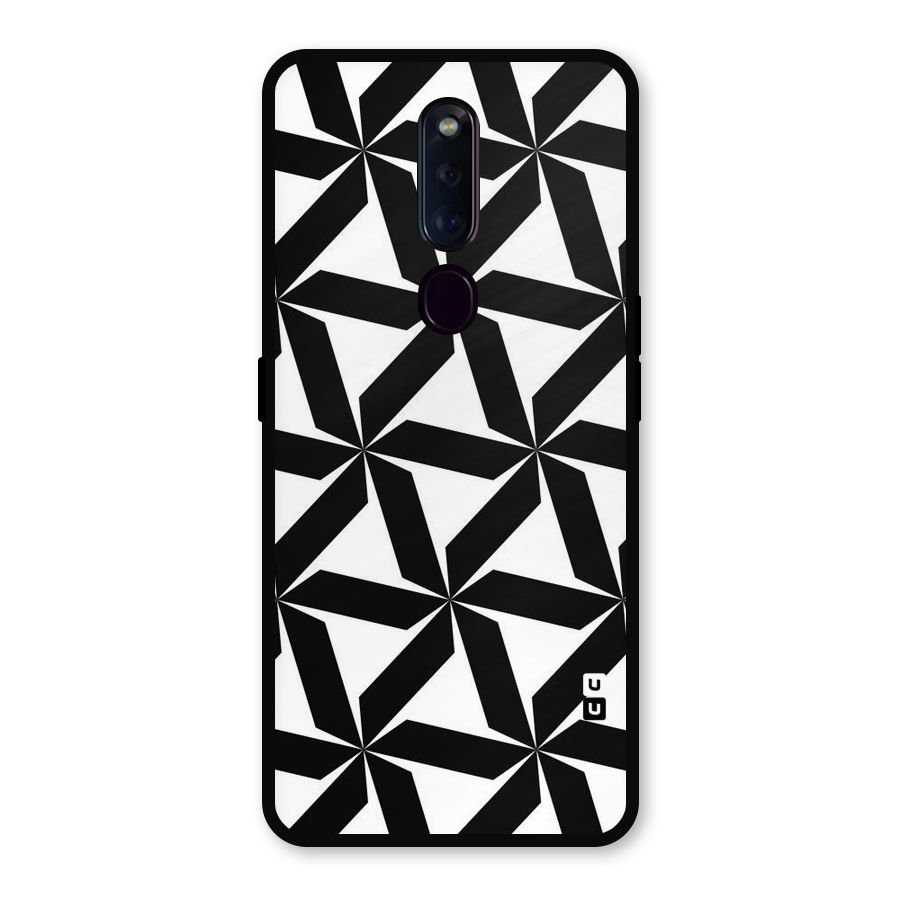 Black White Fan Design Metal Back Case for Oppo F11 Pro