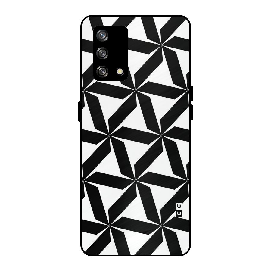 Black White Fan Design Metal Back Case for Oppo F19