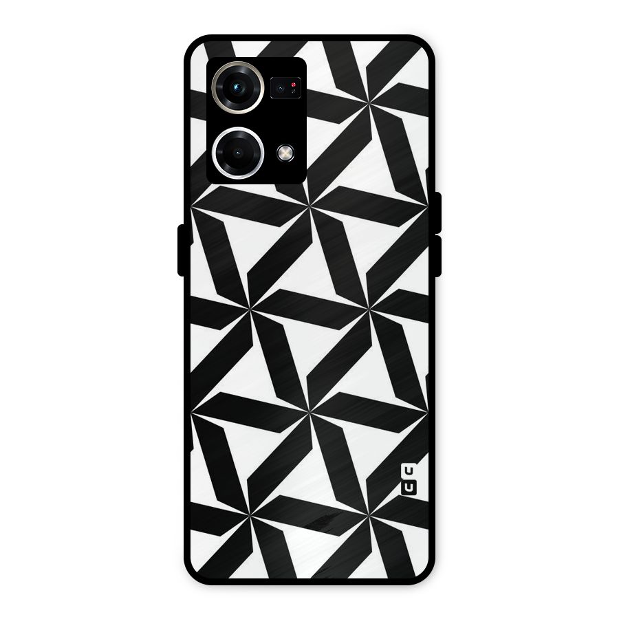 Black White Fan Design Metal Back Case for Oppo F21s Pro 4G