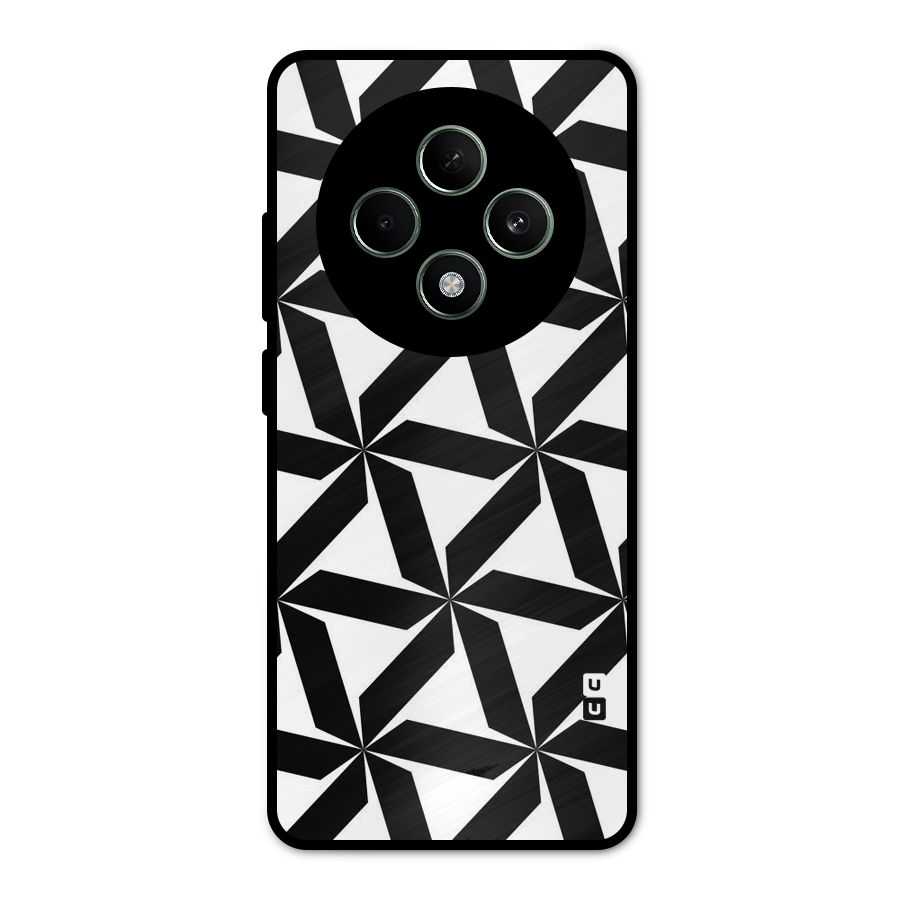 Black White Fan Design Metal Back Case for Oppo F27