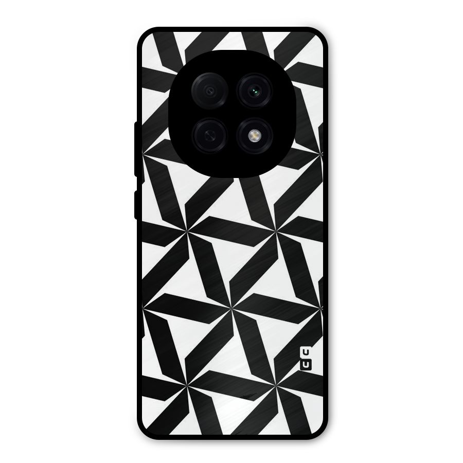 Black White Fan Design Metal Back Case for Oppo F29 Pro