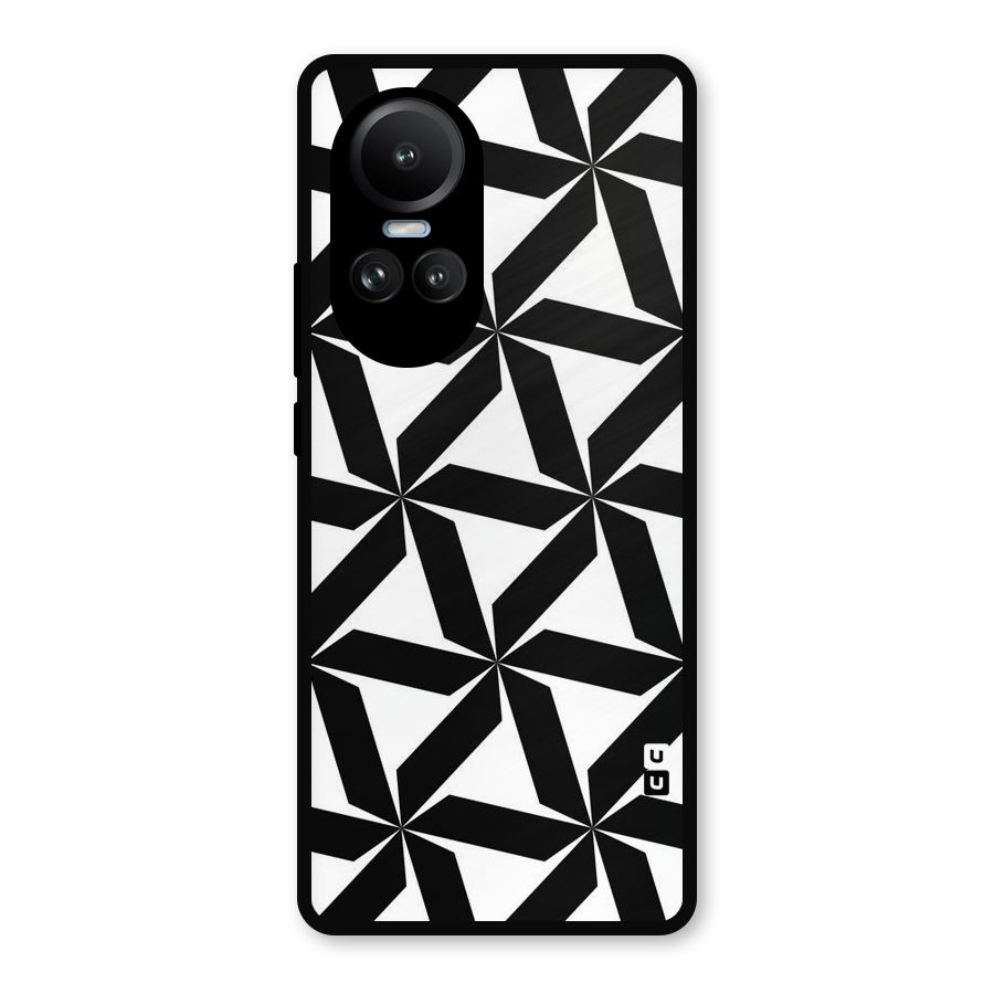 Black White Fan Design Metal Back Case for Oppo Reno10 Pro