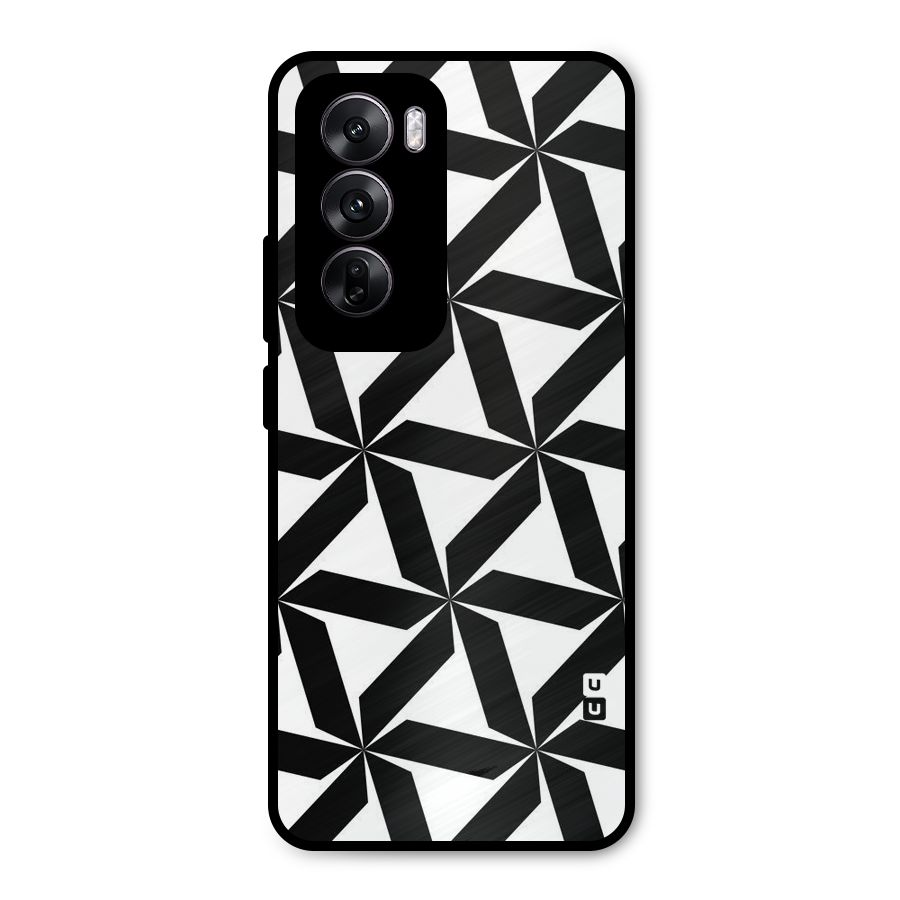 Black White Fan Design Metal Back Case for Oppo Reno12