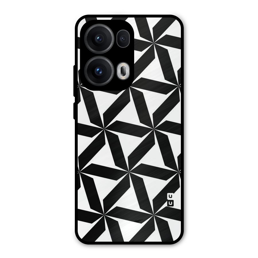 Black White Fan Design Metal Back Case for Oppo Reno13 Pro