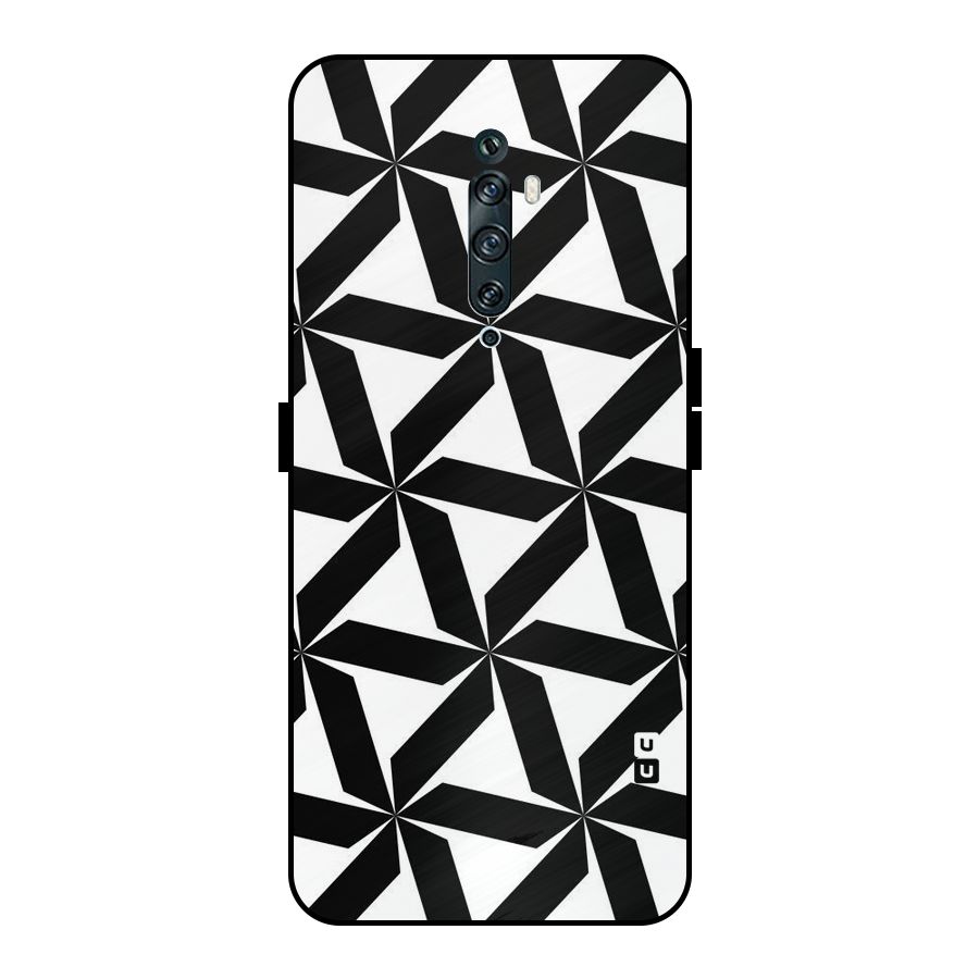 Black White Fan Design Metal Back Case for Oppo Reno2 Z