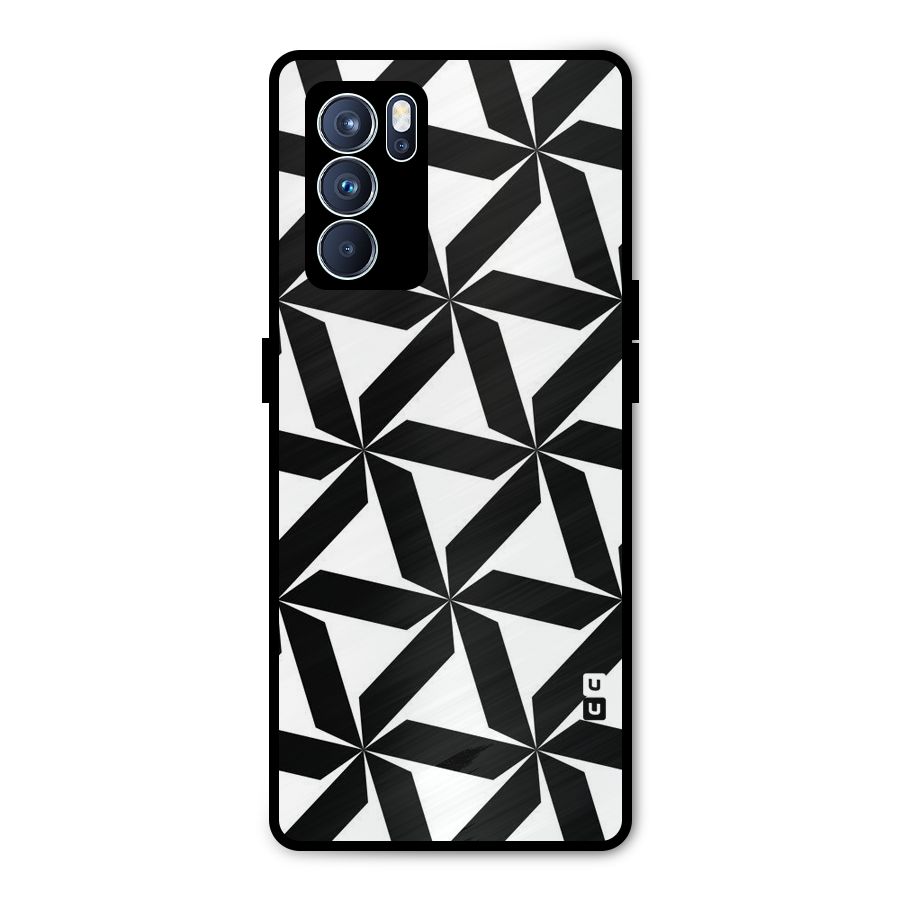 Black White Fan Design Metal Back Case for Oppo Reno6 Pro 5G