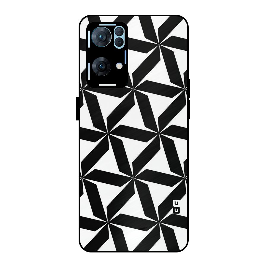 Black White Fan Design Metal Back Case for Oppo Reno7 Pro 5G
