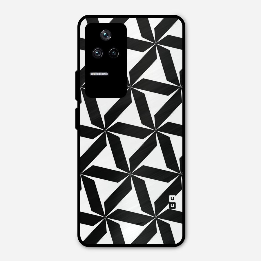 Black White Fan Design Metal Back Case for Poco F4 5G