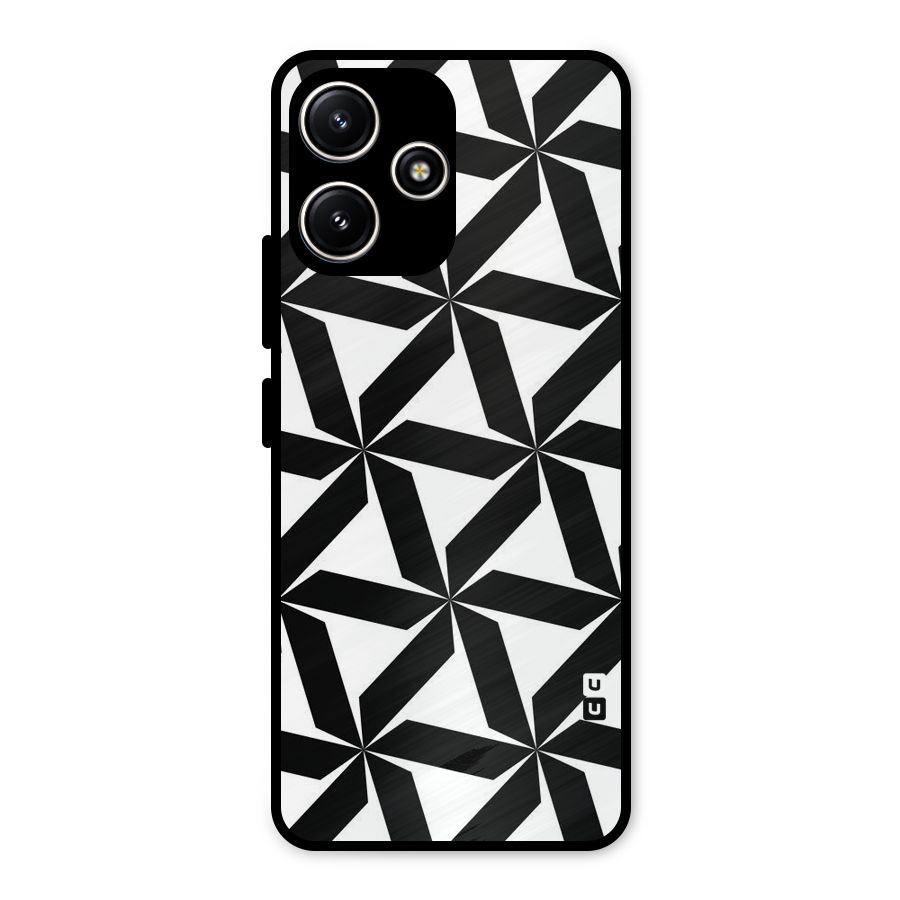 Black White Fan Design Metal Back Case for Poco M6 Pro