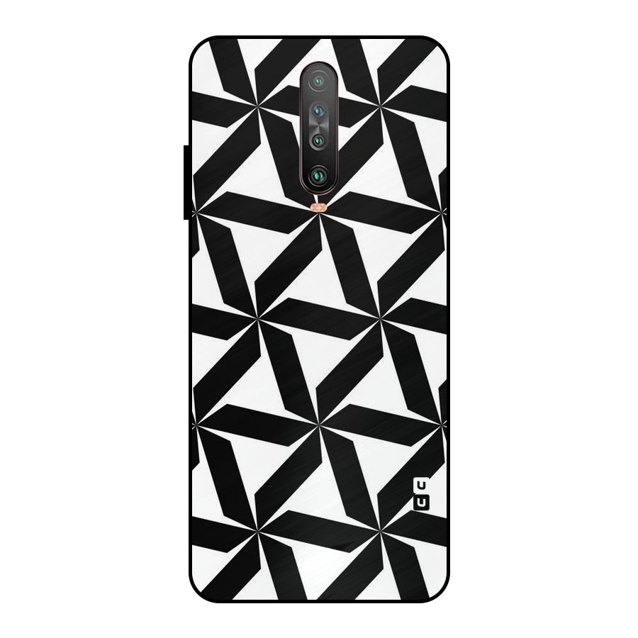 Black White Fan Design Metal Back Case for Poco X2