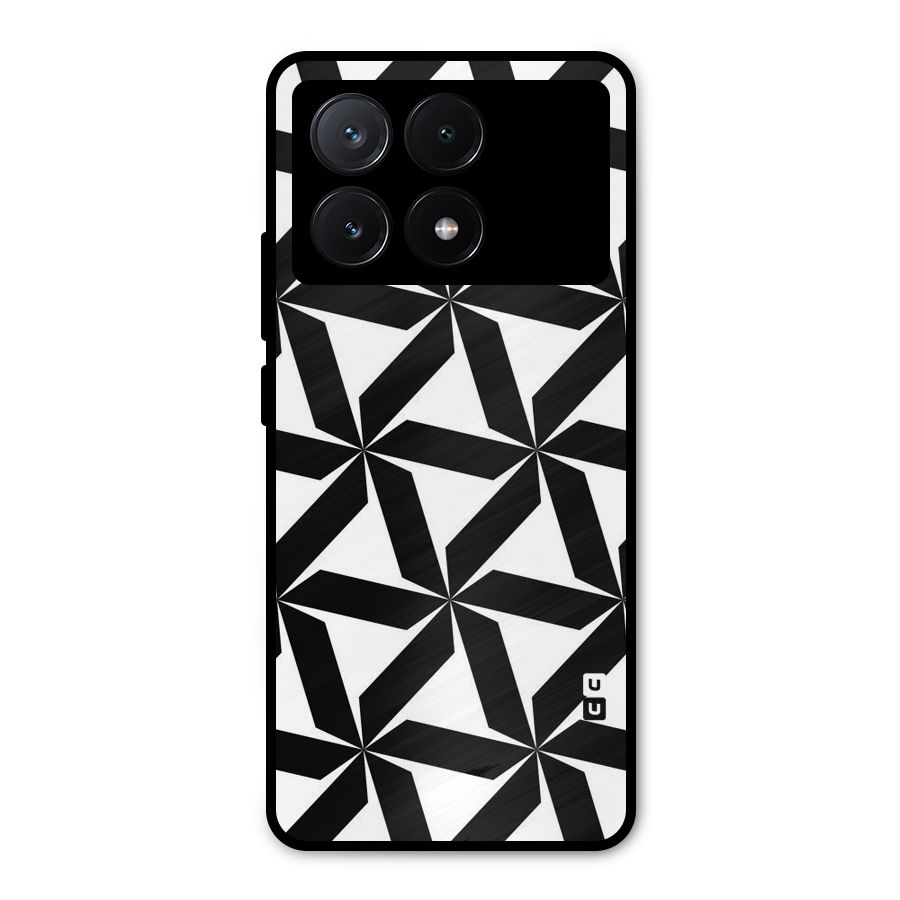 Black White Fan Design Metal Back Case for Poco X6 Pro