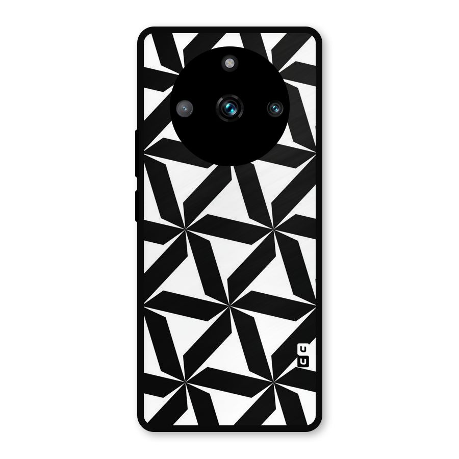 Black White Fan Design Metal Back Case for Realme 11 Pro