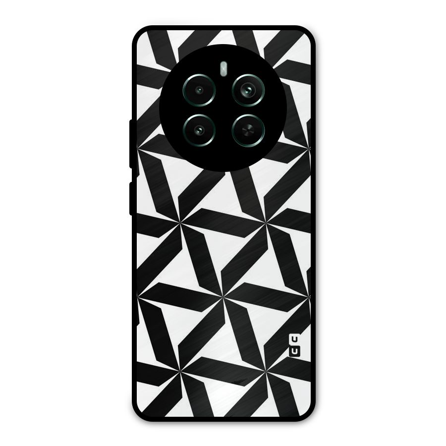 Black White Fan Design Metal Back Case for Realme 12 Pro Plus