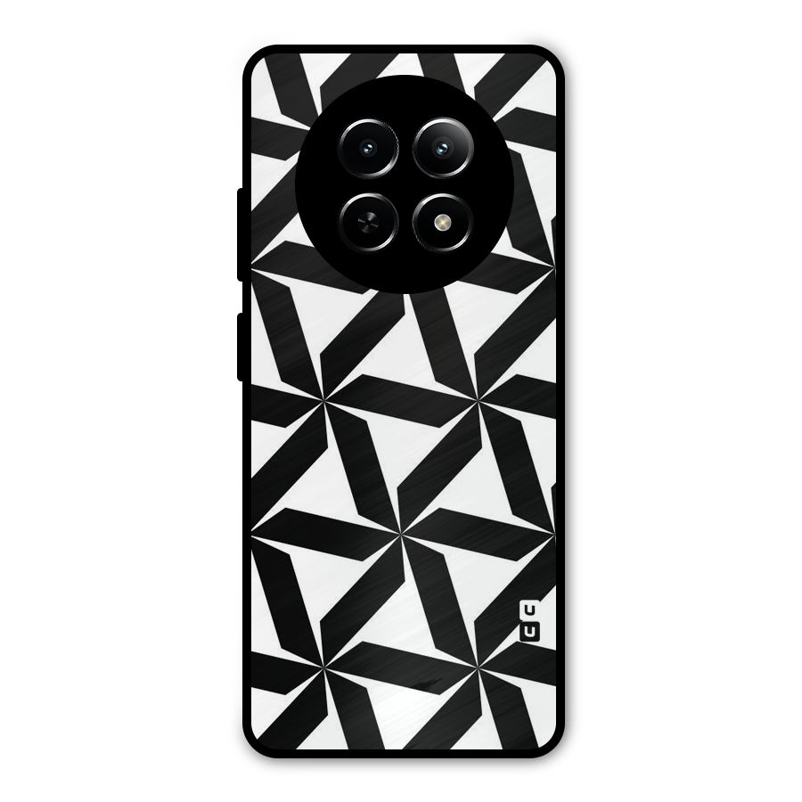Black White Fan Design Metal Back Case for Realme 12x 5G