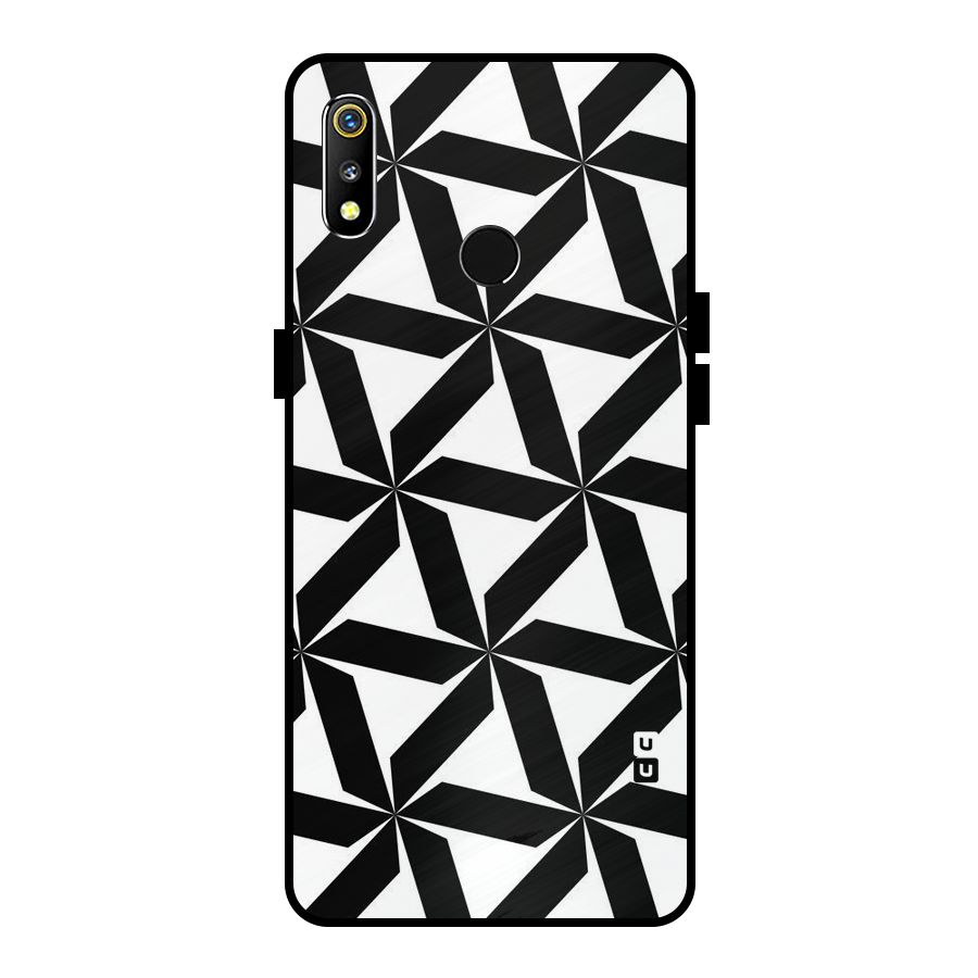 Black White Fan Design Metal Back Case for Realme 3i