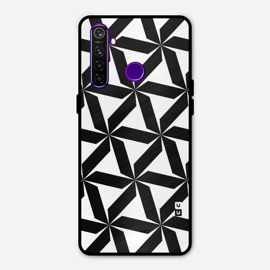 Black White Fan Design Metal Back Case for Realme 5 Pro
