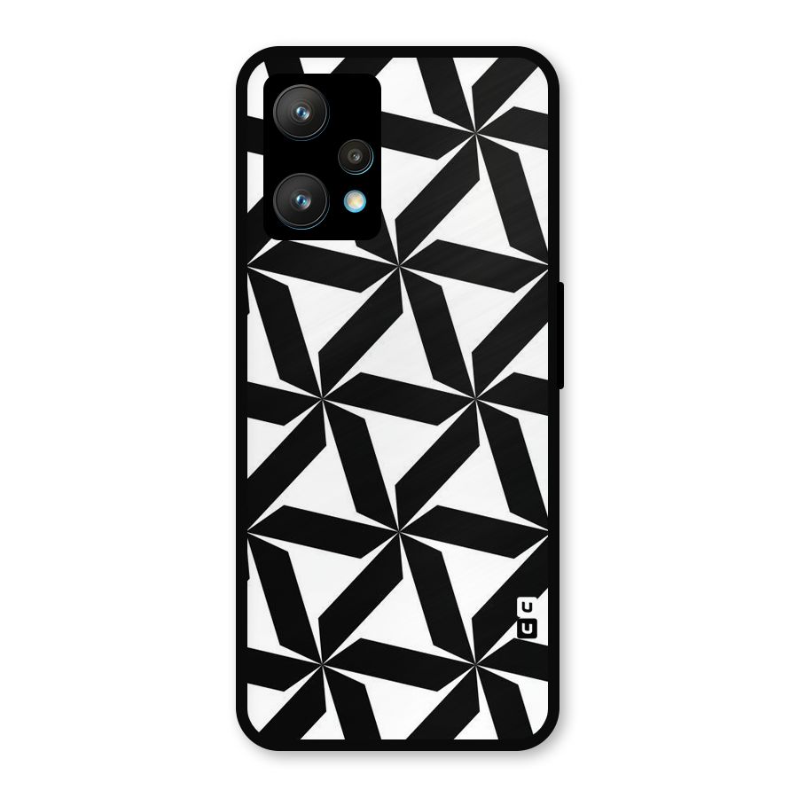 Black White Fan Design Metal Back Case for Realme 9 Pro Plus 5G