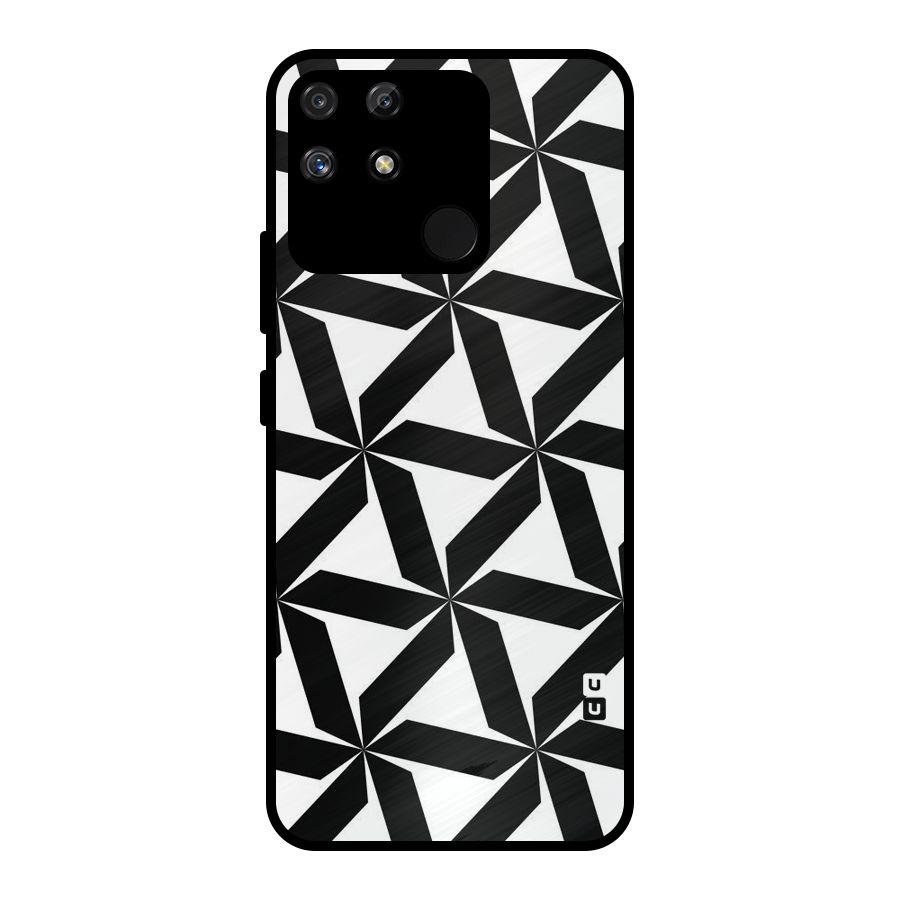 Black White Fan Design Metal Back Case for Realme Narzo 50A