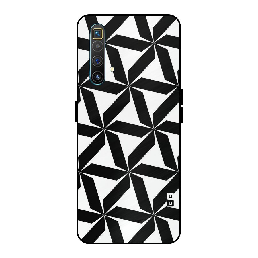 Black White Fan Design Metal Back Case for Realme X3 SuperZoom