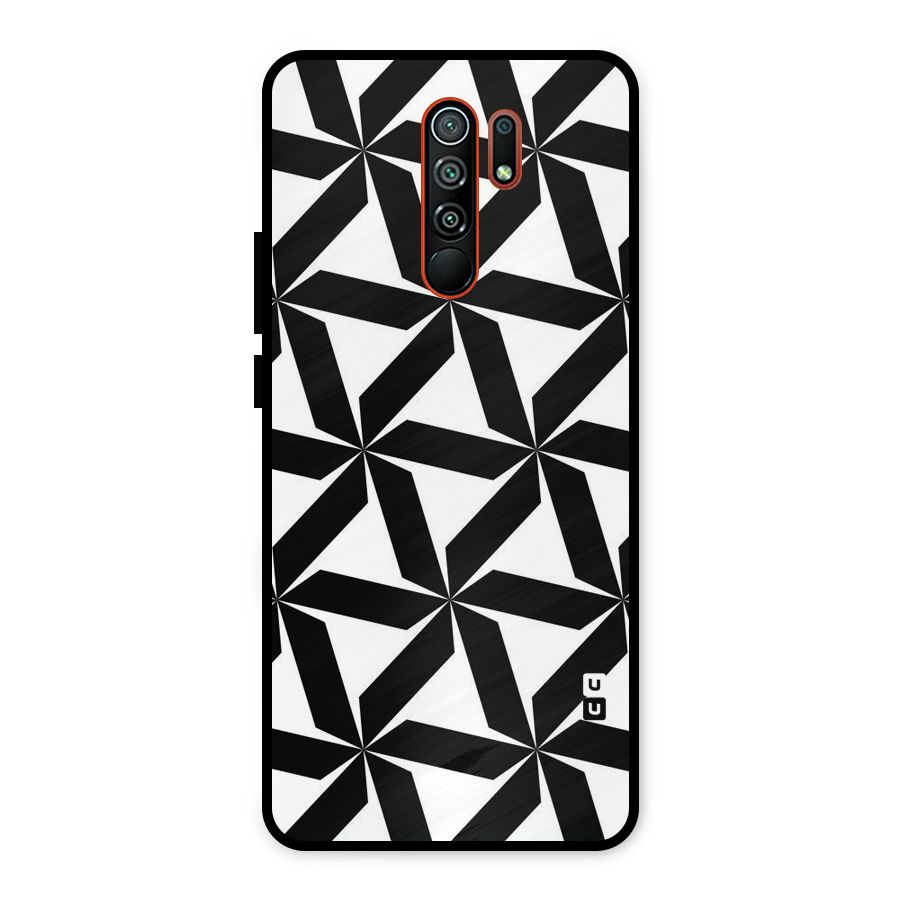 Black White Fan Design Metal Back Case for Redmi 9 Prime