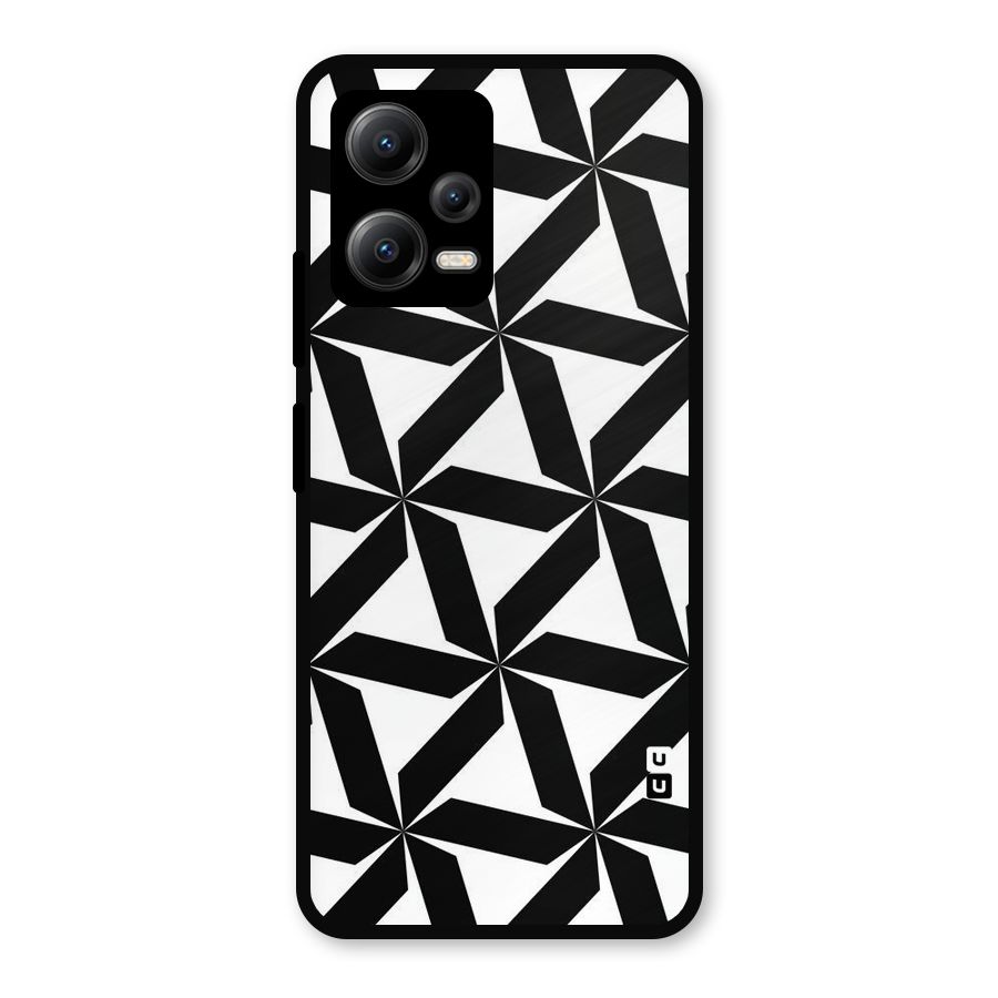 Black White Fan Design Metal Back Case for Redmi Note 12 5G