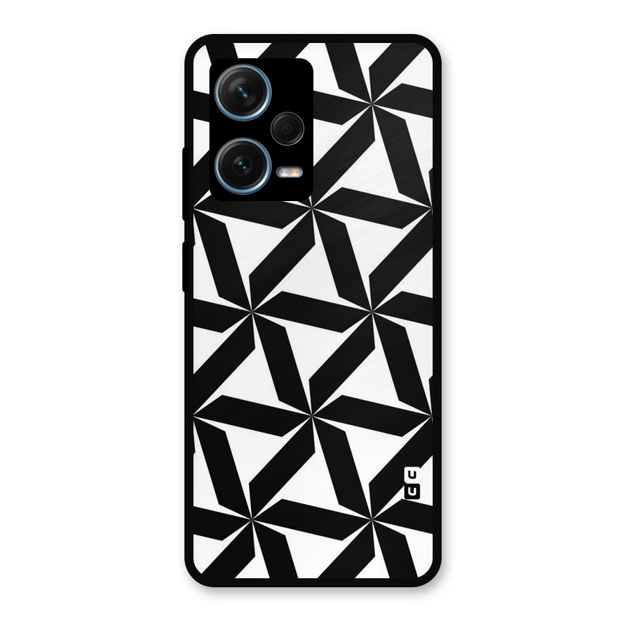 Black White Fan Design Metal Back Case for Redmi Note 12 Pro Plus 5G