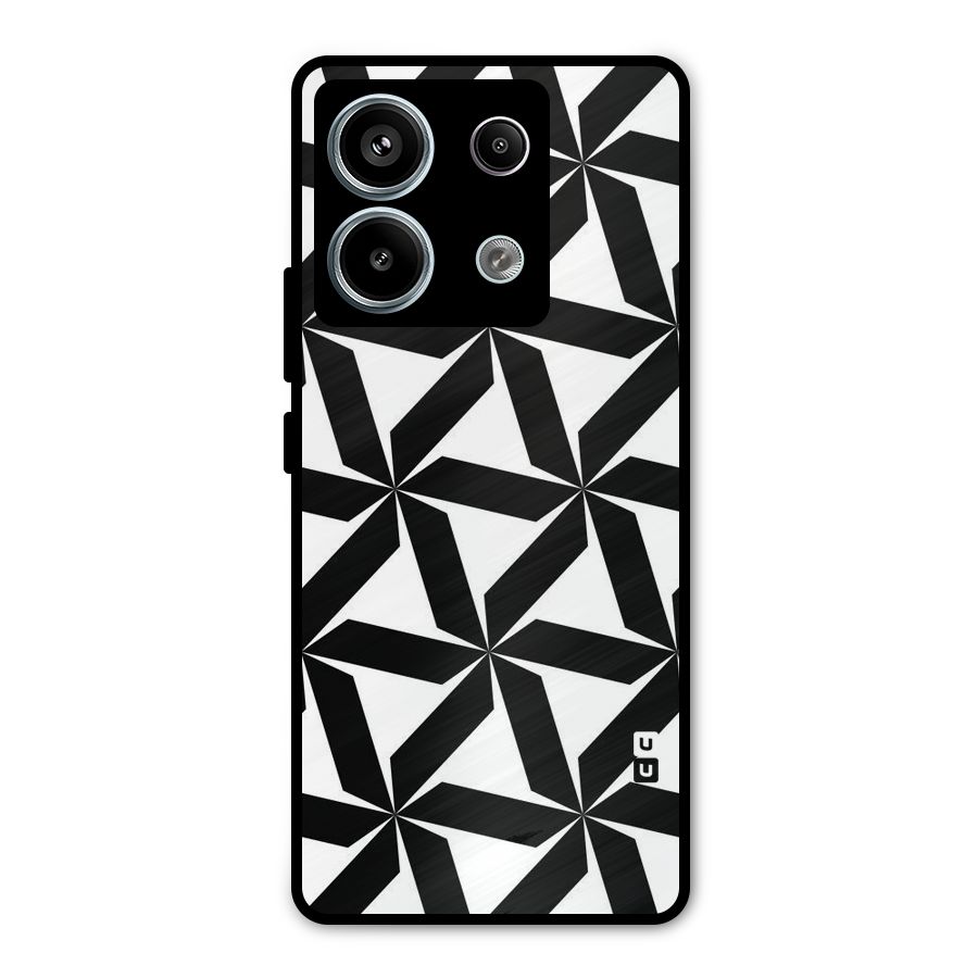 Black White Fan Design Metal Back Case for Redmi Note 13 Pro 5G