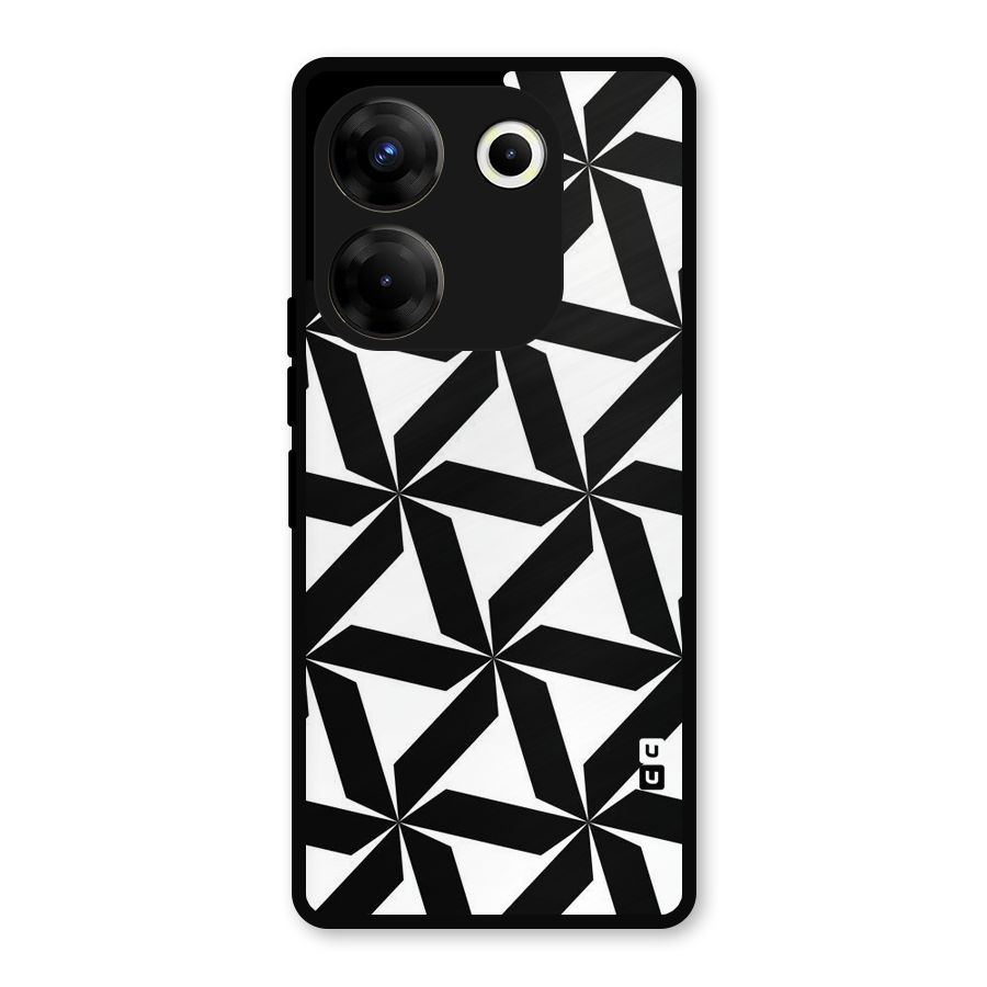 Black White Fan Design Metal Back Case for Tecno Camon 20