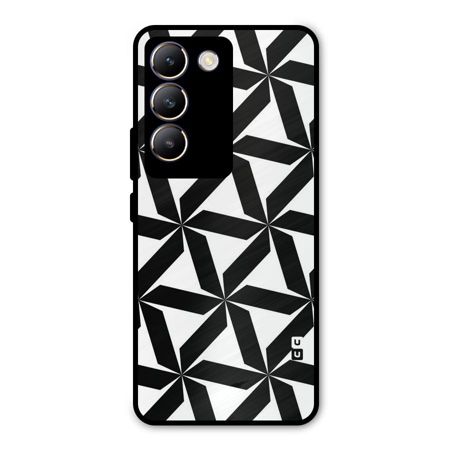 Black White Fan Design Metal Back Case for Vivo T3 5G
