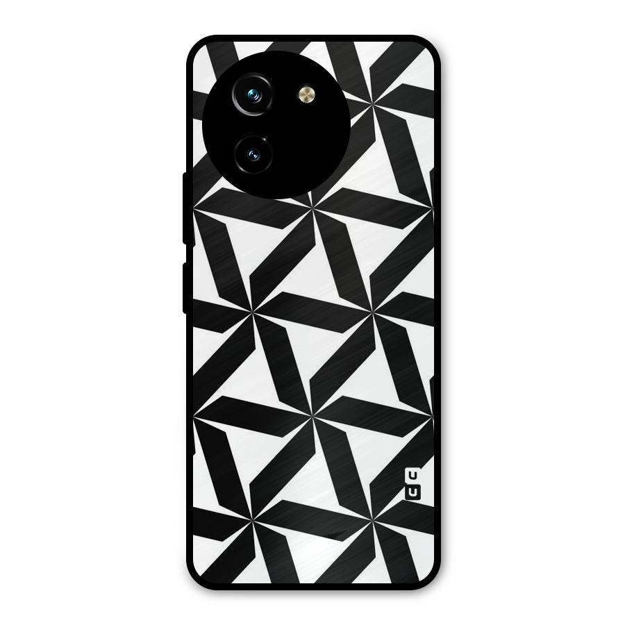 Black White Fan Design Metal Back Case for Vivo T3x