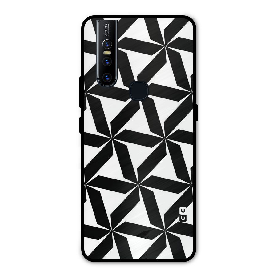 Black White Fan Design Metal Back Case for Vivo V15