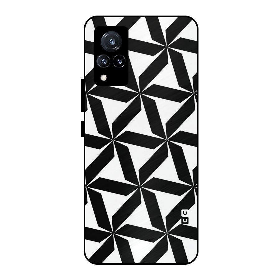 Black White Fan Design Metal Back Case for Vivo V21 5G