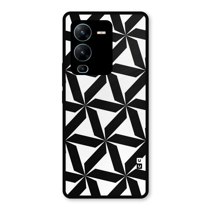 Black White Fan Design Metal Back Case for Vivo V25 Pro