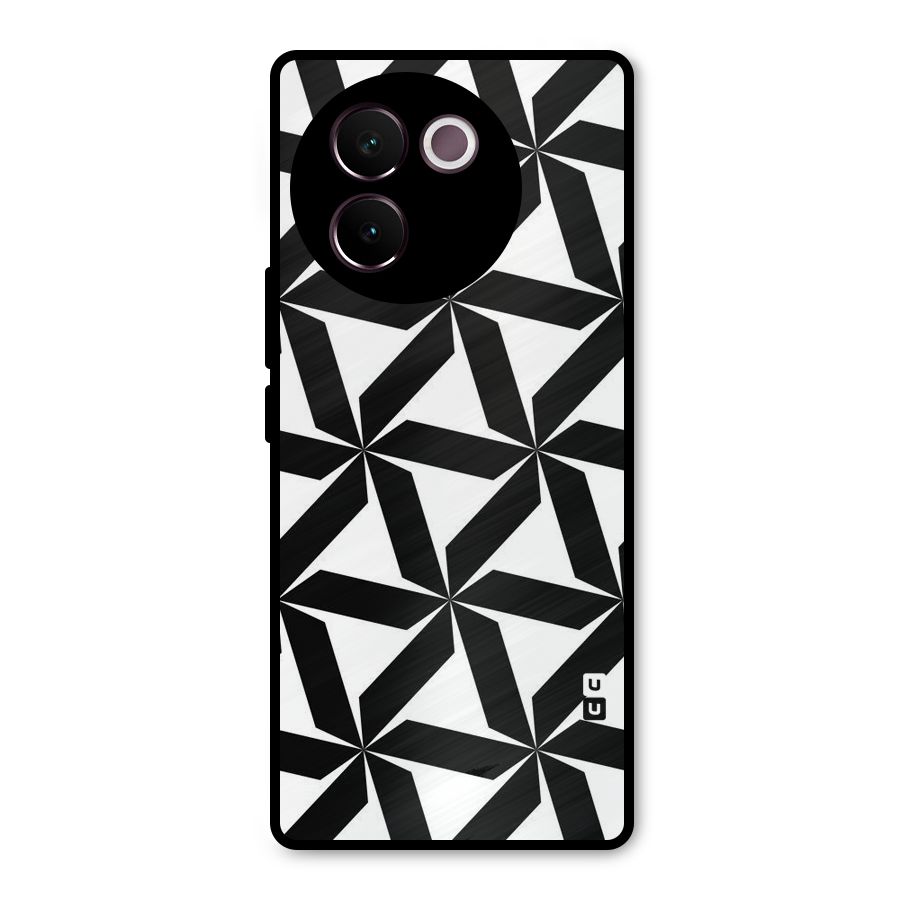 Black White Fan Design Metal Back Case for Vivo V30e