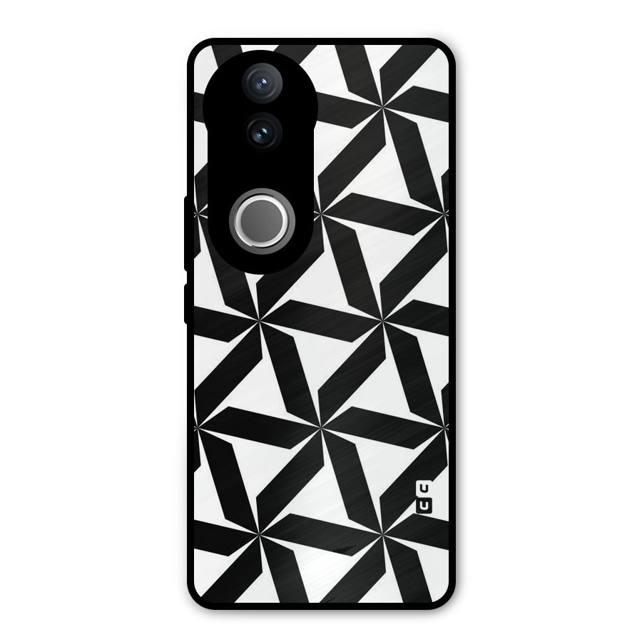 Black White Fan Design Metal Back Case for Vivo V50e