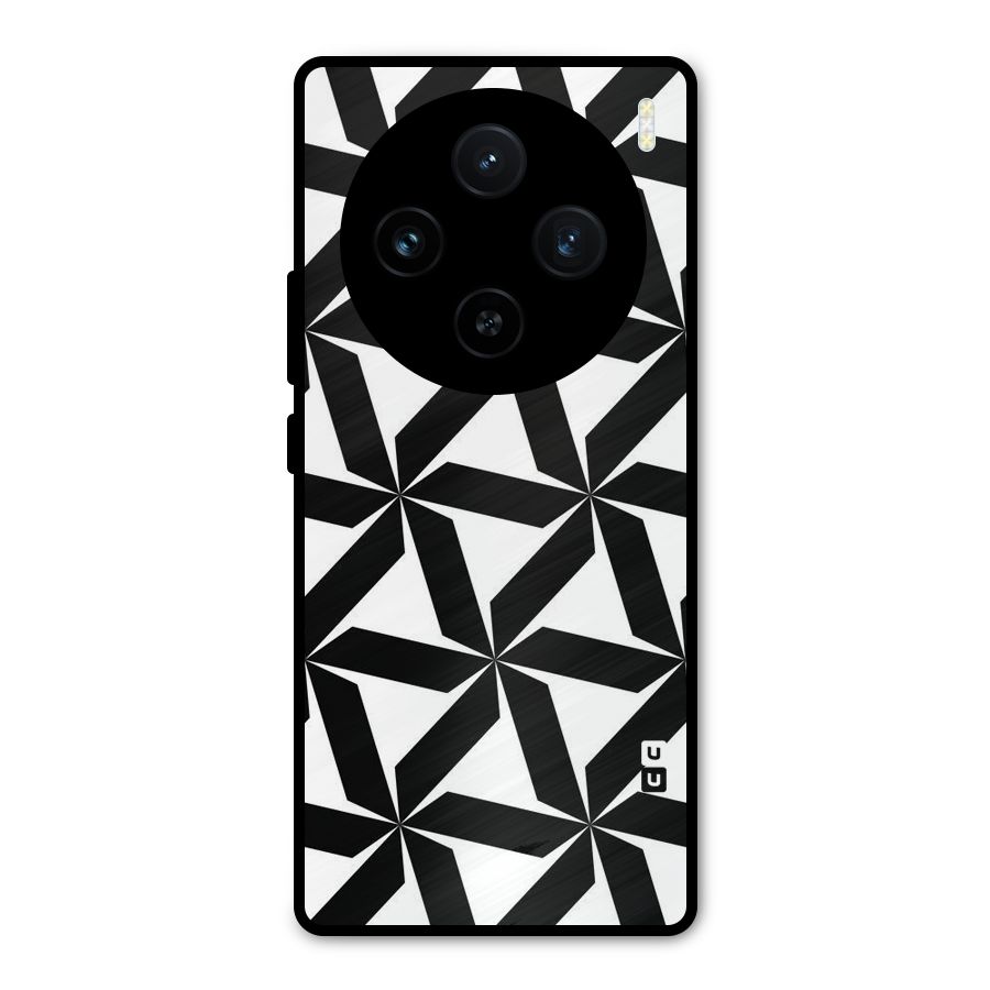 Black White Fan Design Metal Back Case for Vivo X100