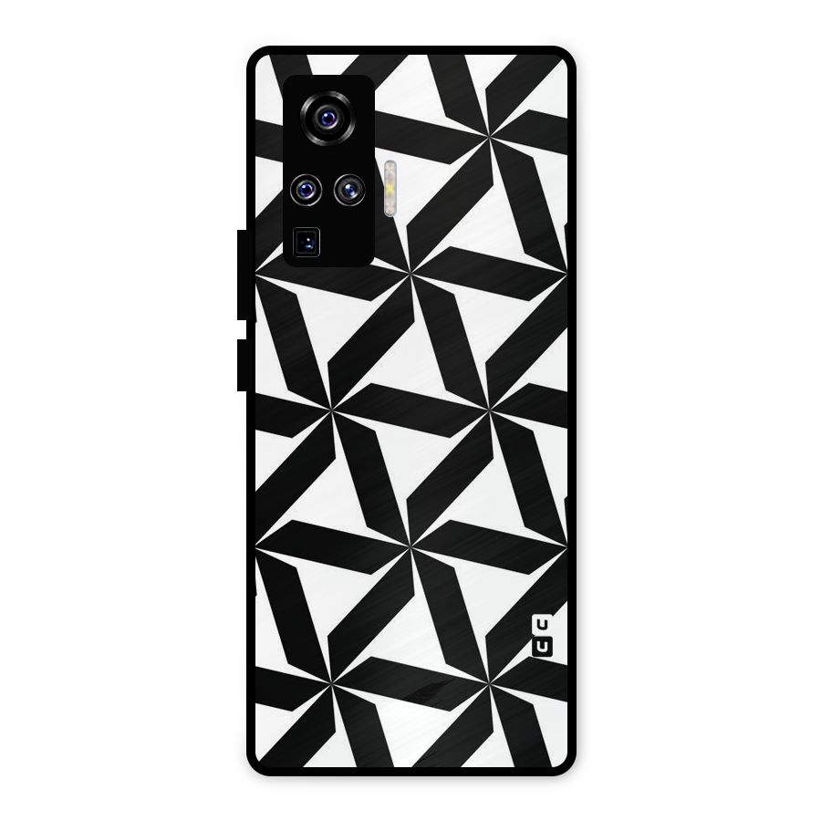 Black White Fan Design Metal Back Case for Vivo X50 Pro