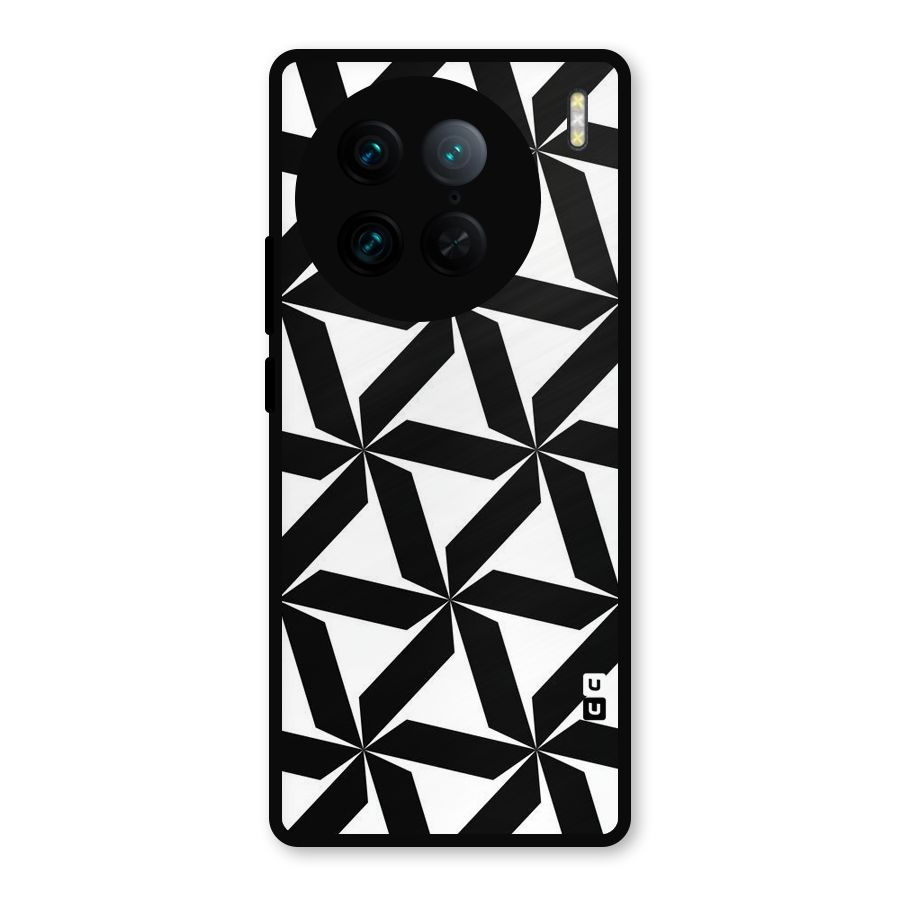 Black White Fan Design Metal Back Case for Vivo X90 Pro