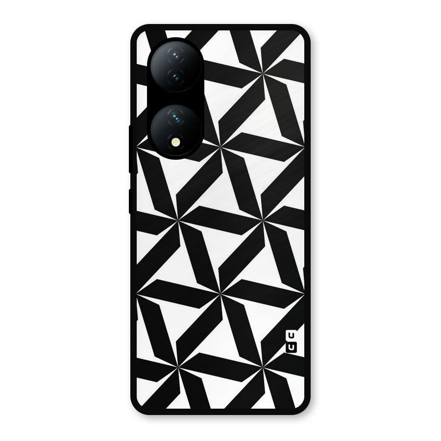 Black White Fan Design Metal Back Case for Vivo Y100