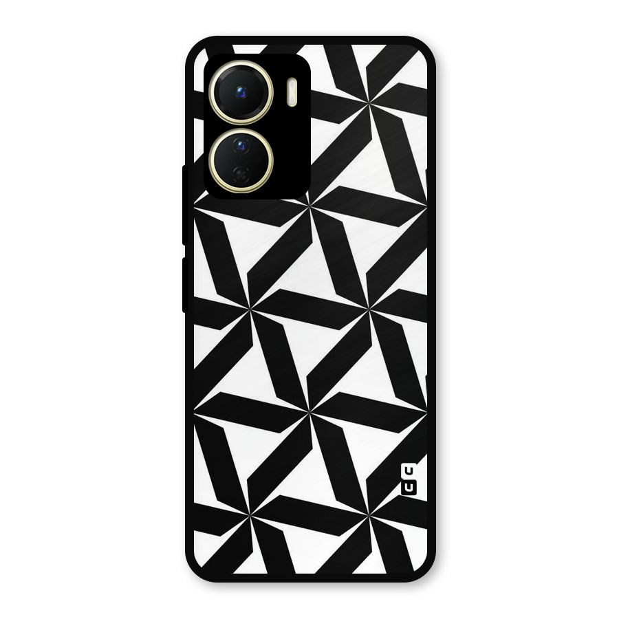 Black White Fan Design Metal Back Case for Vivo Y16