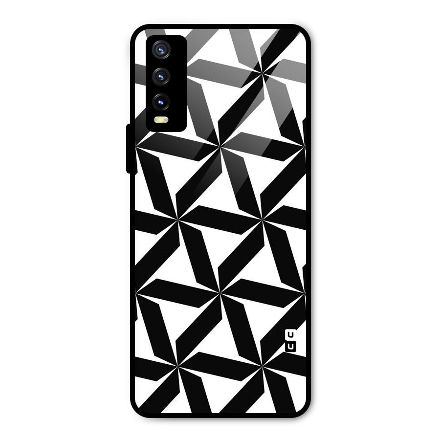 Black White Fan Design Metal Back Case for Vivo Y20