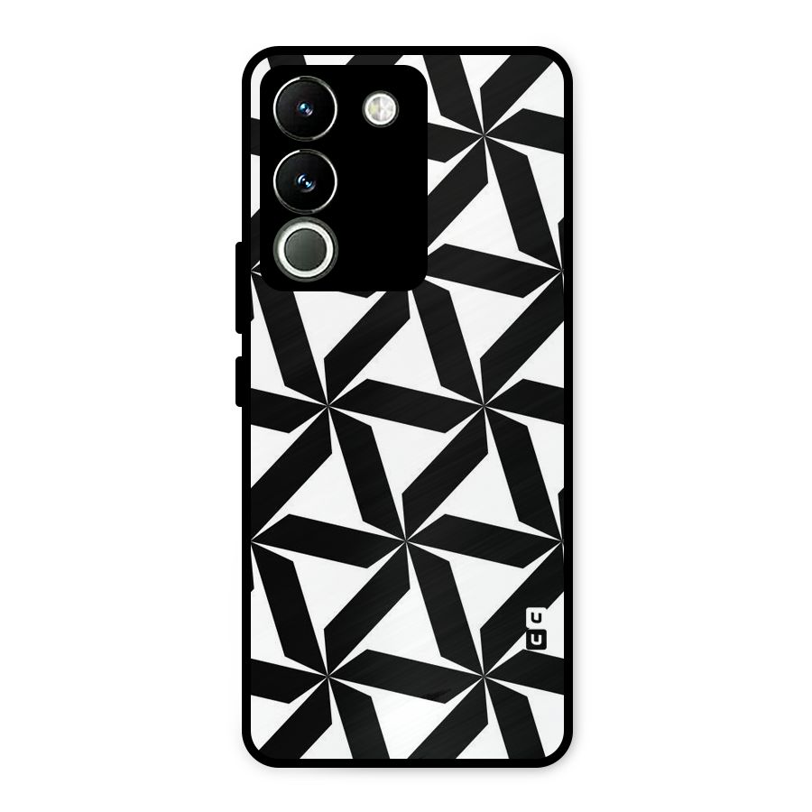 Black White Fan Design Metal Back Case for Vivo Y200