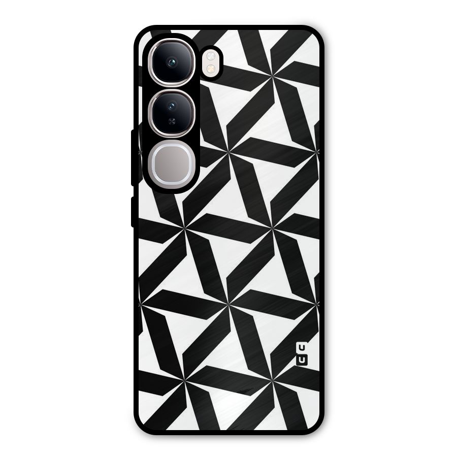 Black White Fan Design Metal Back Case for Vivo Y300