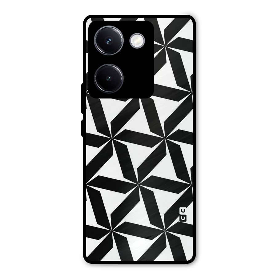 Black White Fan Design Metal Back Case for Vivo Y300 Plus
