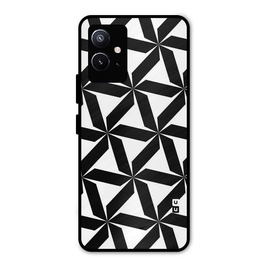 Black White Fan Design Metal Back Case for Vivo Y75 5G