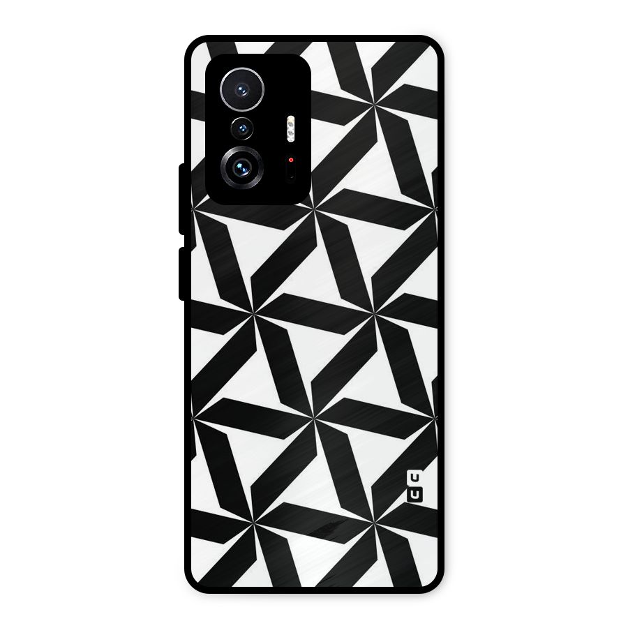 Black White Fan Design Metal Back Case for Xiaomi 11T Pro
