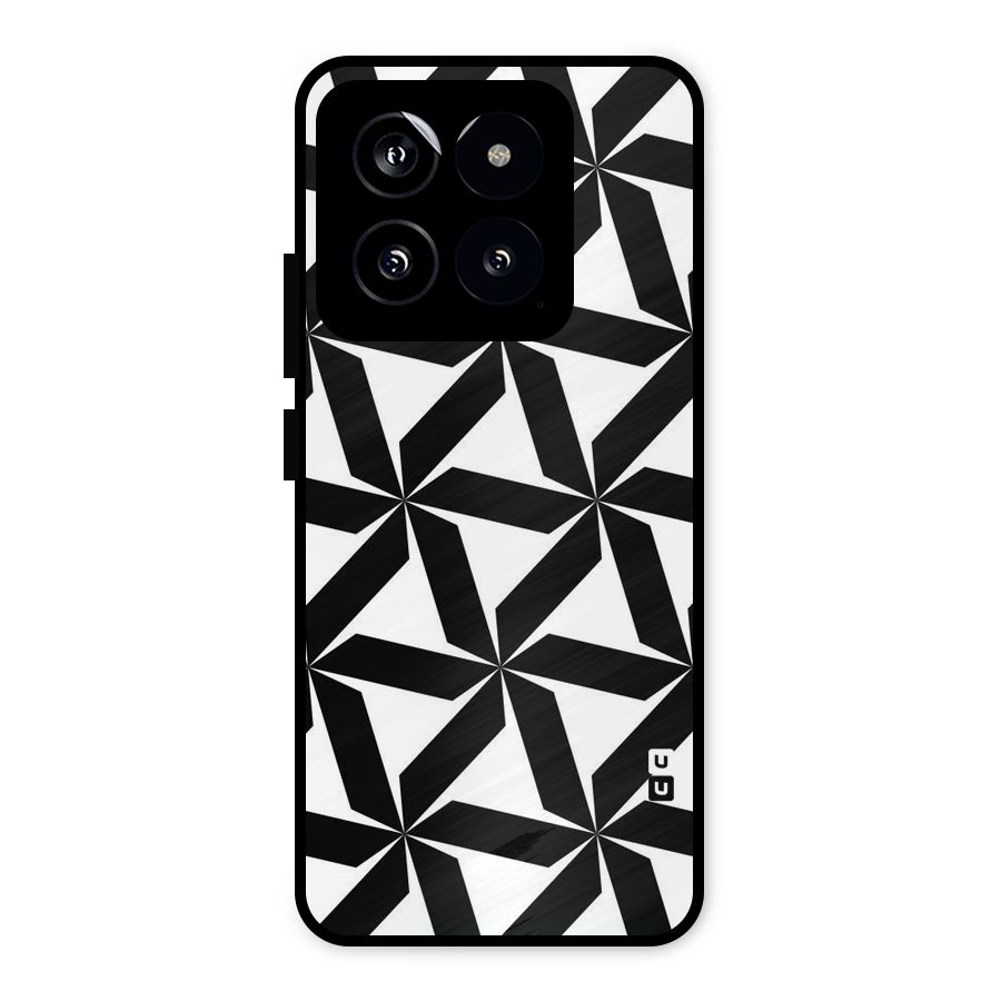 Black White Fan Design Metal Back Case for Xiaomi 14