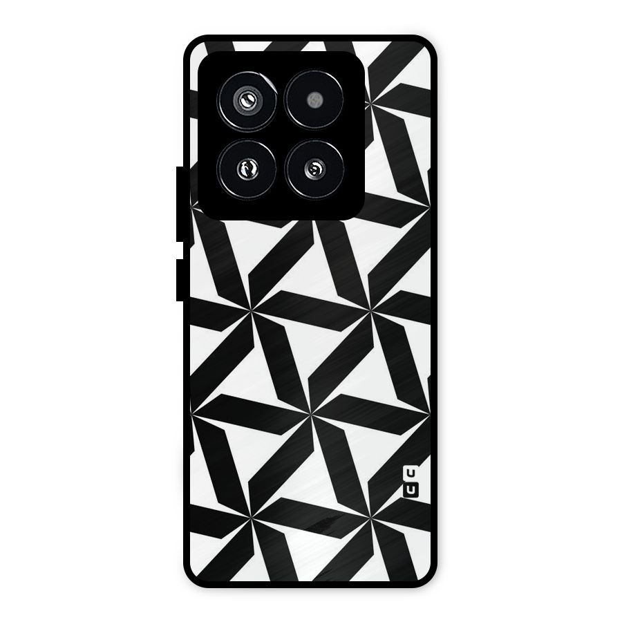 Black White Fan Design Metal Back Case for Xiaomi 14 Pro