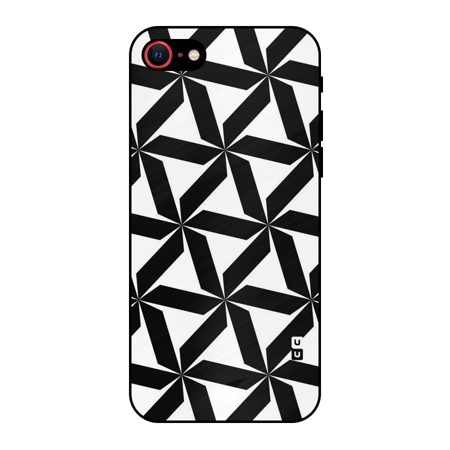 Black White Fan Design Metal Back Case for iPhone SE 2022