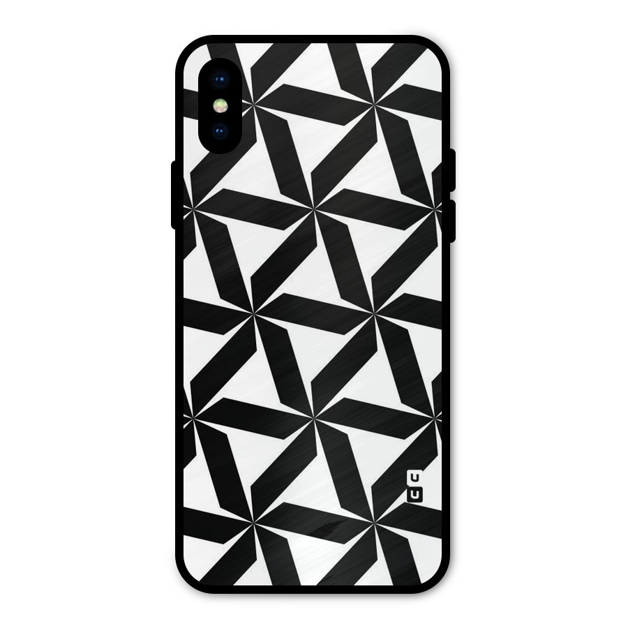Black White Fan Design Metal Back Case for iPhone XS